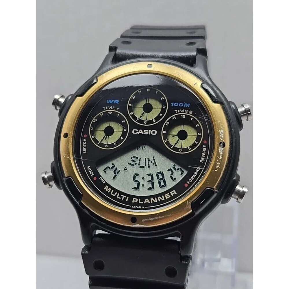 Casio BGP-20 Multi Planner Vintage Digital Quartz Watch 100M Japan World Time